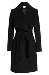 Cole Haan Women's Wool Blend Belted Wrap Coat - Black - Size 2