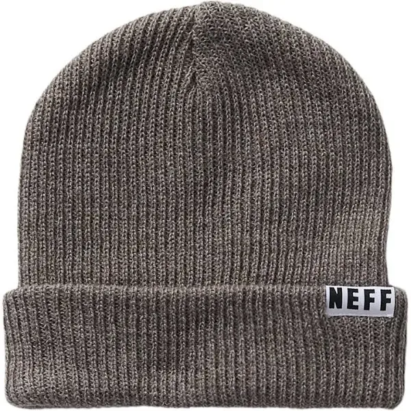 Neff Fold Heather Acrylic Rib Knit Beanie Charcoal Heather Grey New