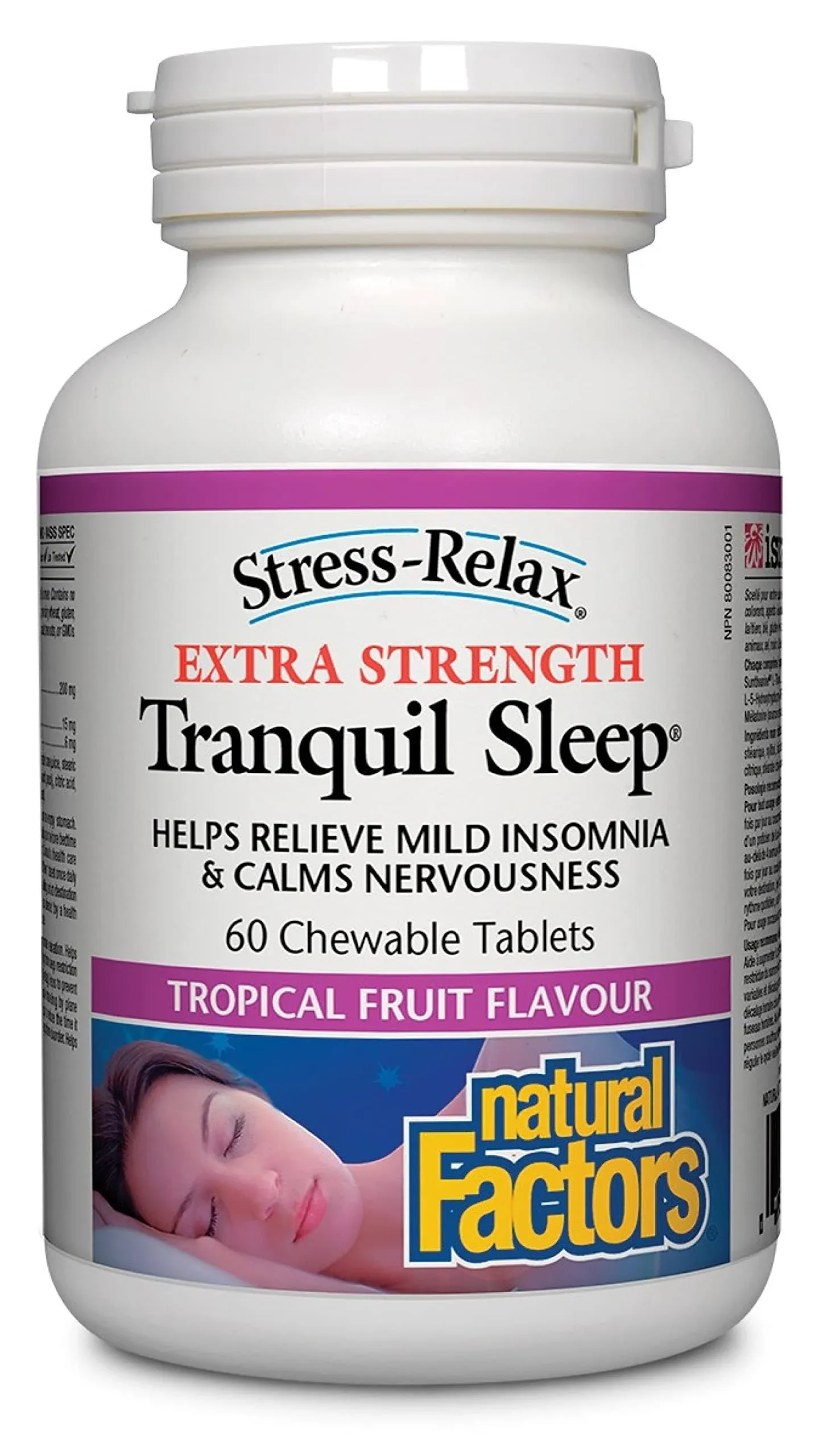 Natural Factors Stress-Relax Extra Strength Tranquil Sleep 60 Chewable Tablets