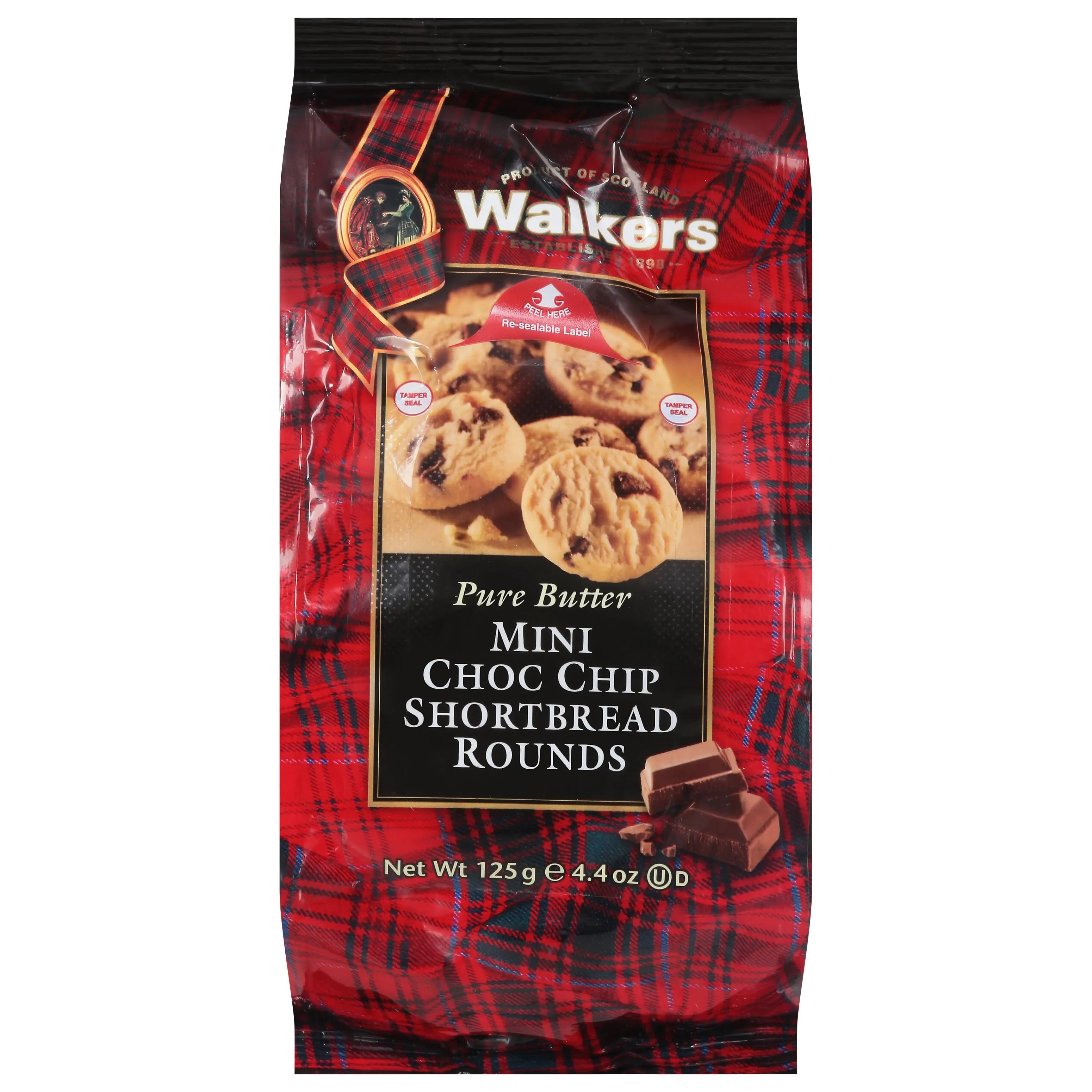 Walkers Pure Butter Shortbread Rounds, Mini Choc Chip - 4.4 oz bag