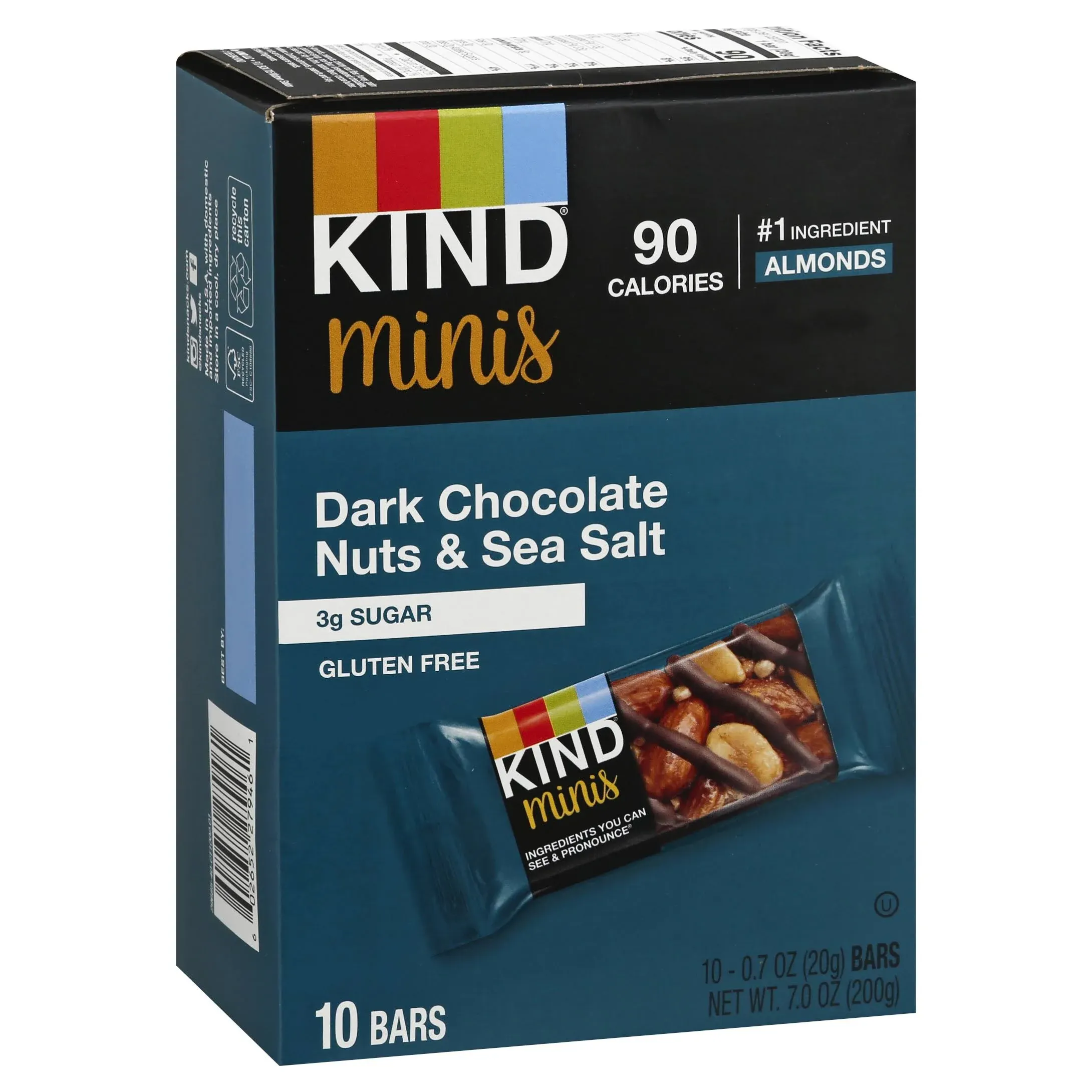 Kind - Minis, Dark Chocolate Nuts/Sea Salt, 0.7 oz, 10/Pack