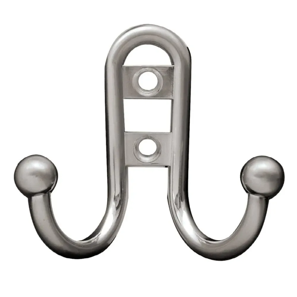 BRAINERD B46115J-SN-C Double Robe Hook with Ball End, Satin Nickel