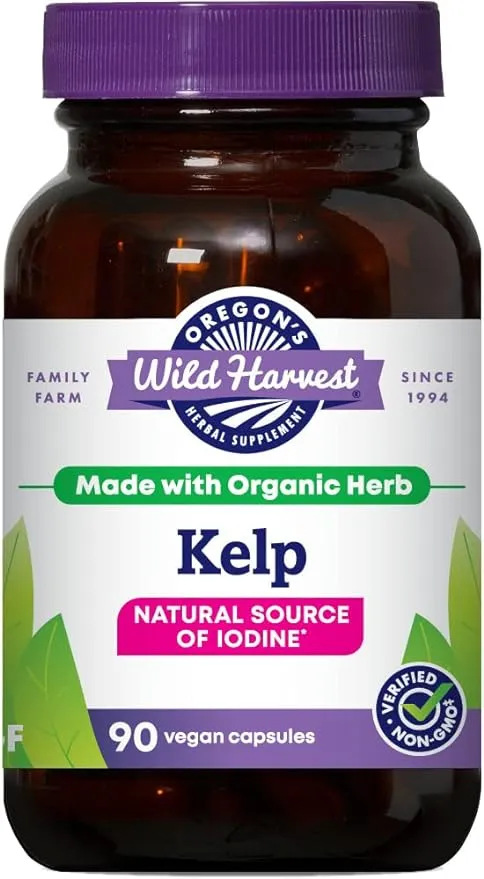 Oregon's Wild Harvest Kelp Organic Supplement | Natural Source of Iodine | Vegan Capsules, 90 Count