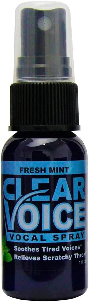 Clear Voice Oral Throat Spray Singing Ease Clarity Soothing Dampener Moisturizer Relief Vocal Eze Reducer Booster Treatment, Fresh Mint Flavor 1 Fl Oz