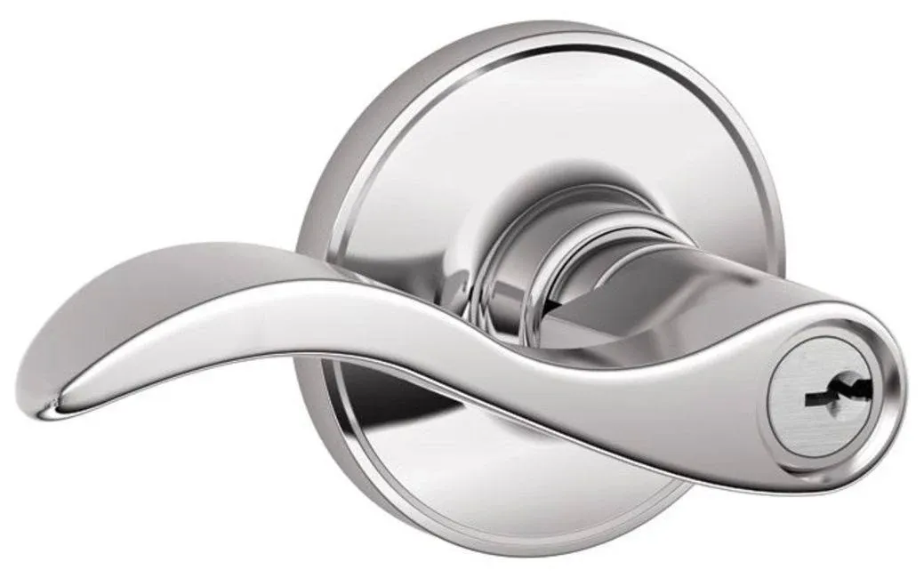 Schlage Seville Lever Keyed Entry LOCK; Bright Chrome