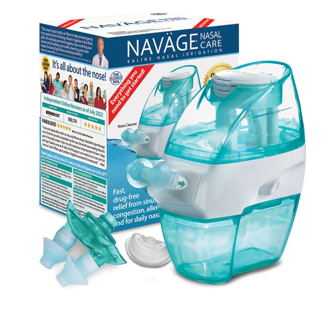 Navage Nasal Care Saline Nasal Irrigation Multi-User  Includes 20 SaltPod Capsul