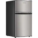 Upstreman 3.2 Cu.ft Mini Fridge with Freezer, Double Door Mini Refrigerator