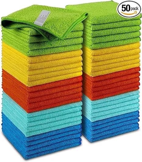 AIDEA Microfiber Cleaning Cloths-50 Pack, Premium All-Purpose Car Cloth, Lint ...