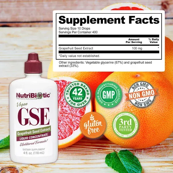 Nutribiotic GSE Grapefruit Seed Extract Liquid Concentrate 4 fl oz