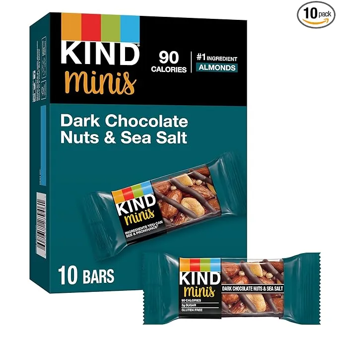 Kind - Minis, Dark Chocolate Nuts/Sea Salt, 0.7 oz, 10/Pack