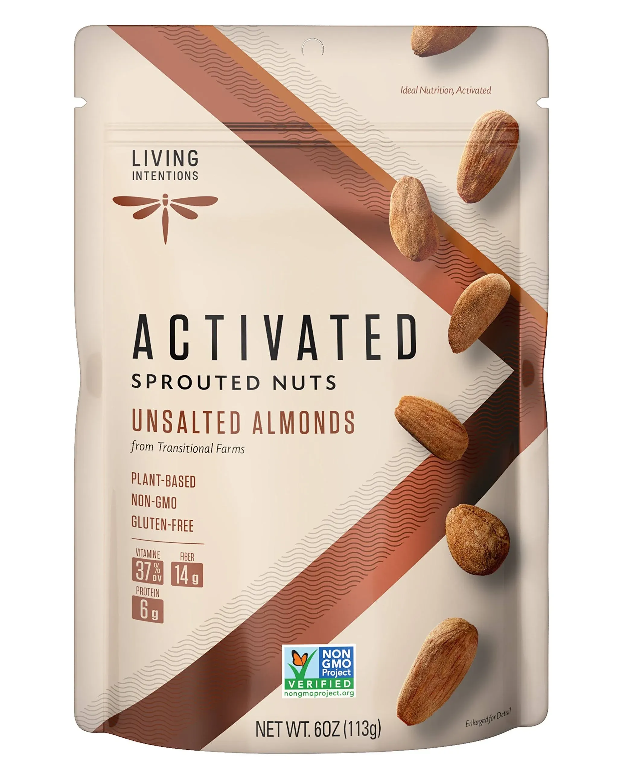 Living Intentions: Almonds Unsalted, 6 oz