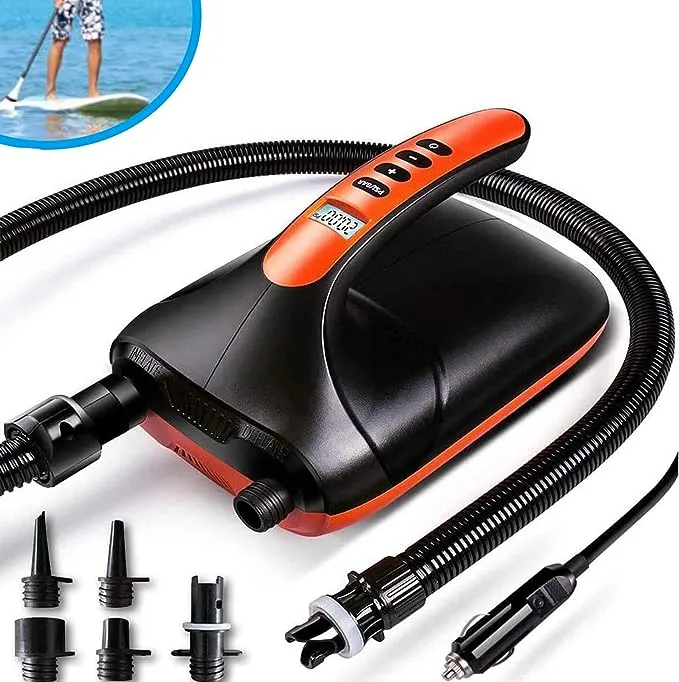 Tuomico 20PSI High Pressure SUP Electric Air Pump,Dual Stage Inflation Paddle Board Pump for Inflatable Stand Up Paddle Boards, Boats,Kayak,12V DC Car ConnectorTuomico 20PSI High Pressure SUP Electric Air Pump,Dual Stage Inflation Paddle Board Pump for I