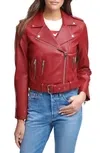 Levi&#039;s Women&#039;s Faux Leather Belted Motorcycle Jacket, Hot Pink, Medium  NWT