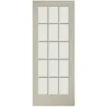 EightDoors 80" x 30" 15-Lite French Clear Glass White Prefinished Solid Wood Core Door