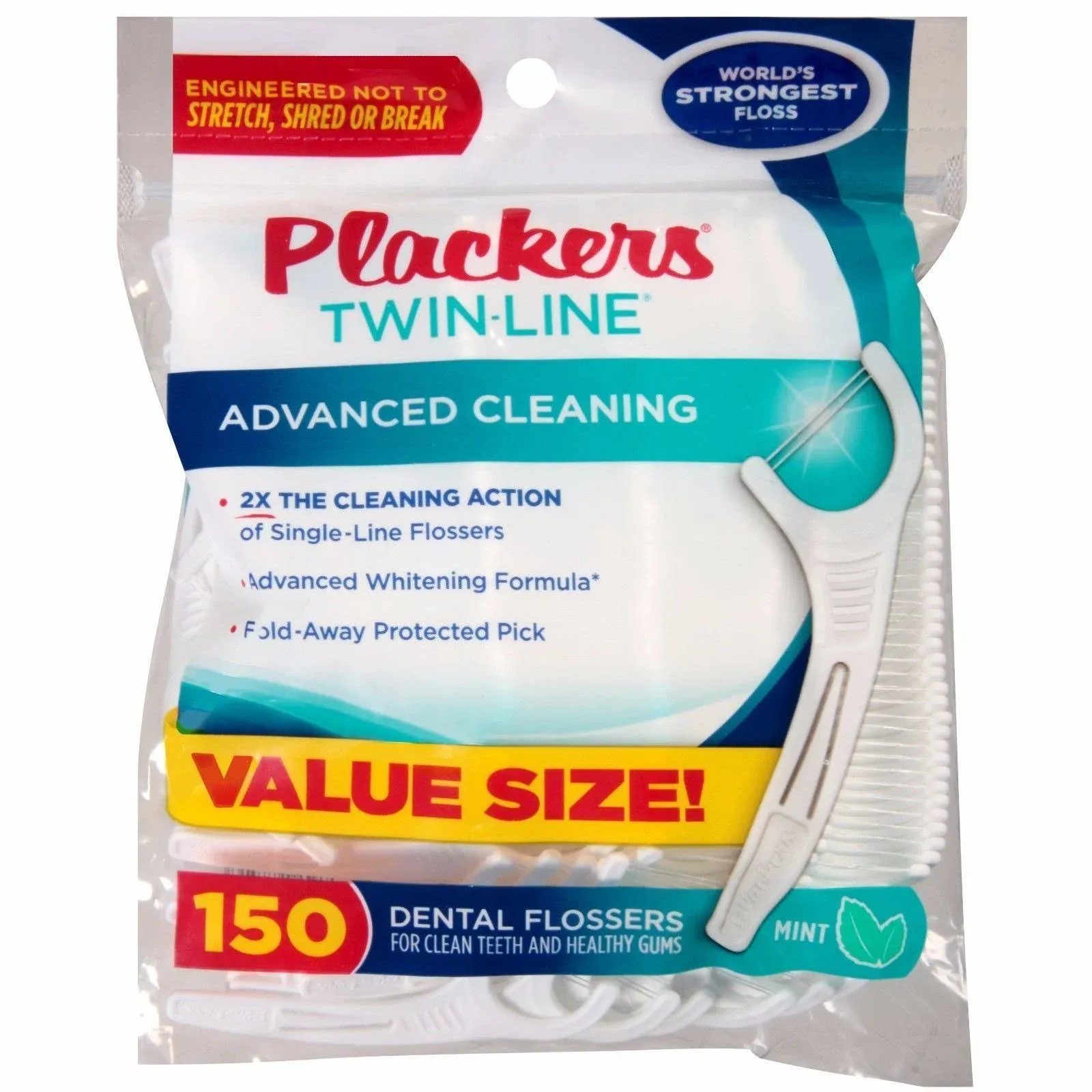 Plackers Twin-Line Dental Flossers - 150 Count