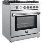 Forno Breno 30" Freestanding Gas Range Oven with 5 Sealed Burners, Griddle, and Air Fryer FFSGS6276-30