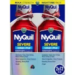 Nyquil SEVERE Cold, Flu, and Congestion Medicine, 2X12 Fl Oz Twin Pack