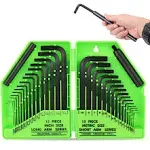 SWANLAKE 32PCS Hex Key Set, Allen Wrench Set Inch/Metric MM(0.7mm-10mm) SAE(0.028"-3/8)