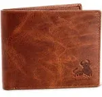 Bull Guard Mens RFID Blocking Bifold Wallet Soft Genuine Leather Brown Western