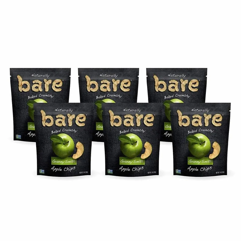 Bare Baked Crunchy Apple Chips, Granny Smith, Gluten Free, 3.4 Ounce Bag, 6 Count