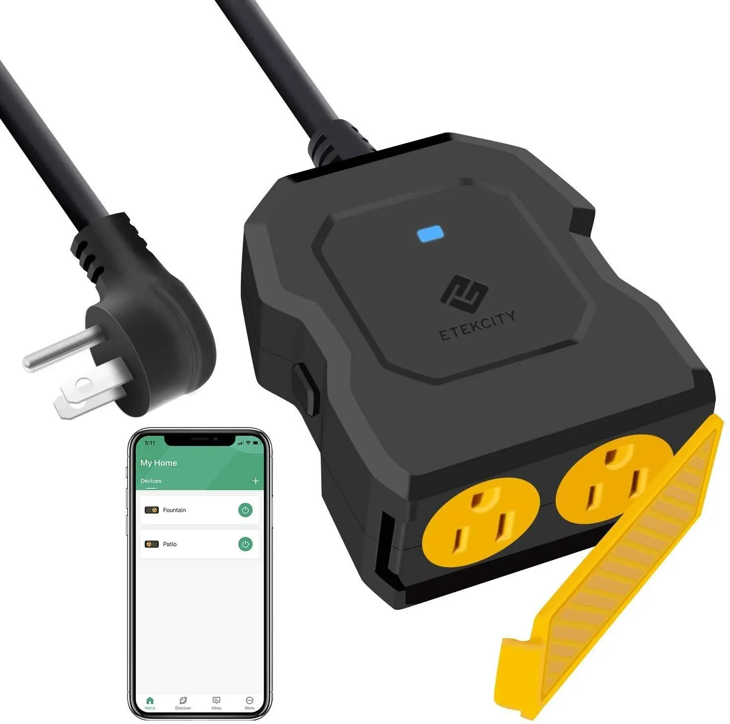 Smart Plug Etekcity Outdoor Wifi Outlet with 2 Sockets Works with Google Alexa