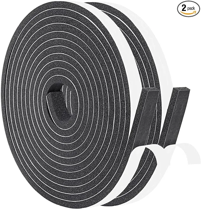 Yotache Adhesive Foam Tape 3 Rolls Total 50 Feet Long 1/2 Inch Wide X 1/8 Inch Thick, Insulation Soundproofing Neoprene Rubber Door Weather Stripping, 3 X 16.5 Ft Each