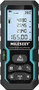 Laser Measure with Digital Angle Display, Mileseey by RockSeed 165 Feet with Electronic Level Control,M/in/Ft Unit Switching Backlit LCD and Pythagorean Mode, Measure Distance, Area, Volume