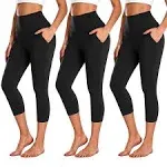 New Young 3 Pack Capri Leggings for Women with Pockets-High Waisted Tummy Control Workout Gym Yoga Pants