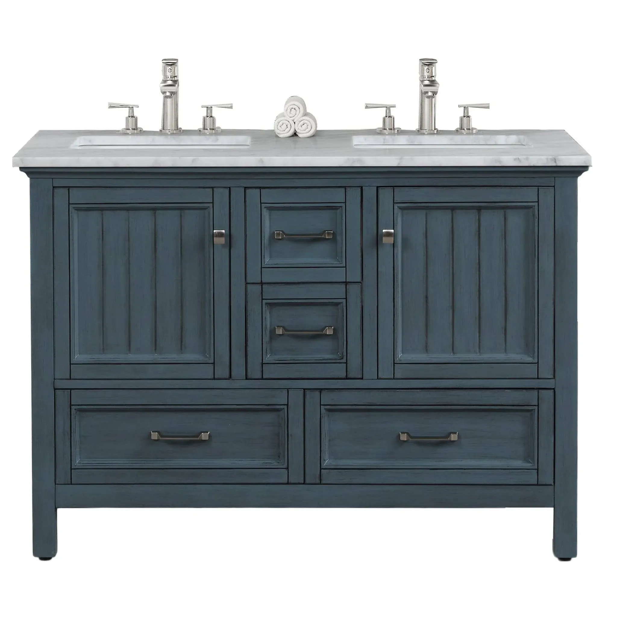 Eviva Britney 48 inch Double Sink Transitional Ash Blue Bathroom Vanity