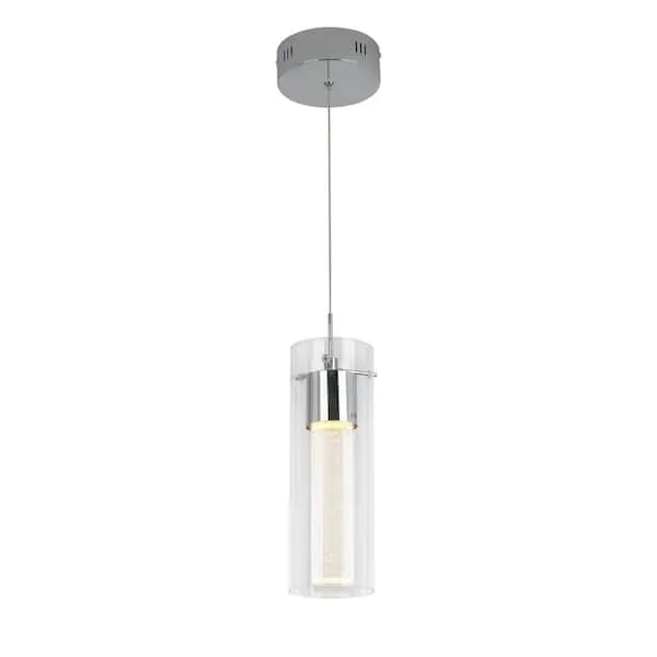 Artika Essence 7.5-Watt 1 Light Chrome Modern Integrated LED Mini Pendant Light Fixture for Kitchen Island OME1LB-HD2D