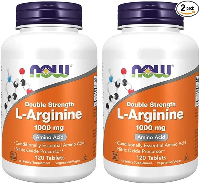 Now Foods L-Arginine 1000mg 120 Tablets (2 Pack)