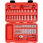 TEKTON 1/4 Inch Drive 12-Point Socket and Ratchet Set, 55-Piece (5/32-9/16 in.