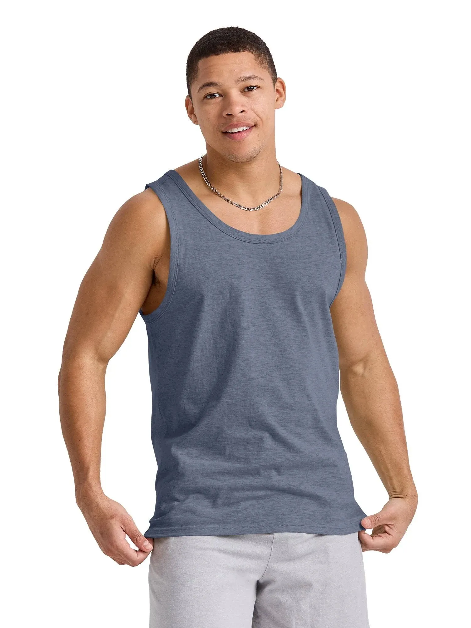 Hanes Originals Men's Tri-Blend Tank Top Athletic Navy Heather M