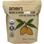 Organic Almond Flour, 1 Lb, Blanched, Gluten Free, Non GMO, Keto Friendly, Extra