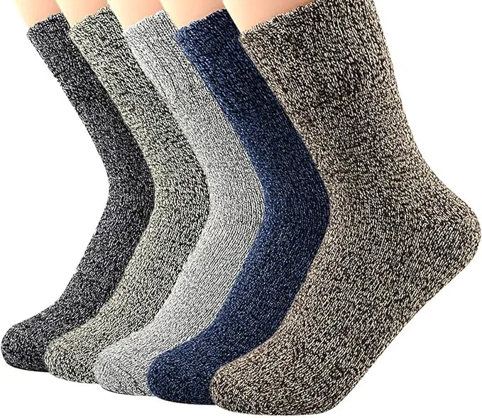 Zando Athletic Sports Knit Pattern Womens Winter Socks Crew Cut Cashmere Retro Thick Warm Soft Wool Socks