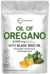 Micro Ingredients Oil of Oregano Softgels 6000mg per Serving, 300 Count | 2 in 1 Formulated with Black Seed Oil 200mg, 4X Strength Carvacrol &