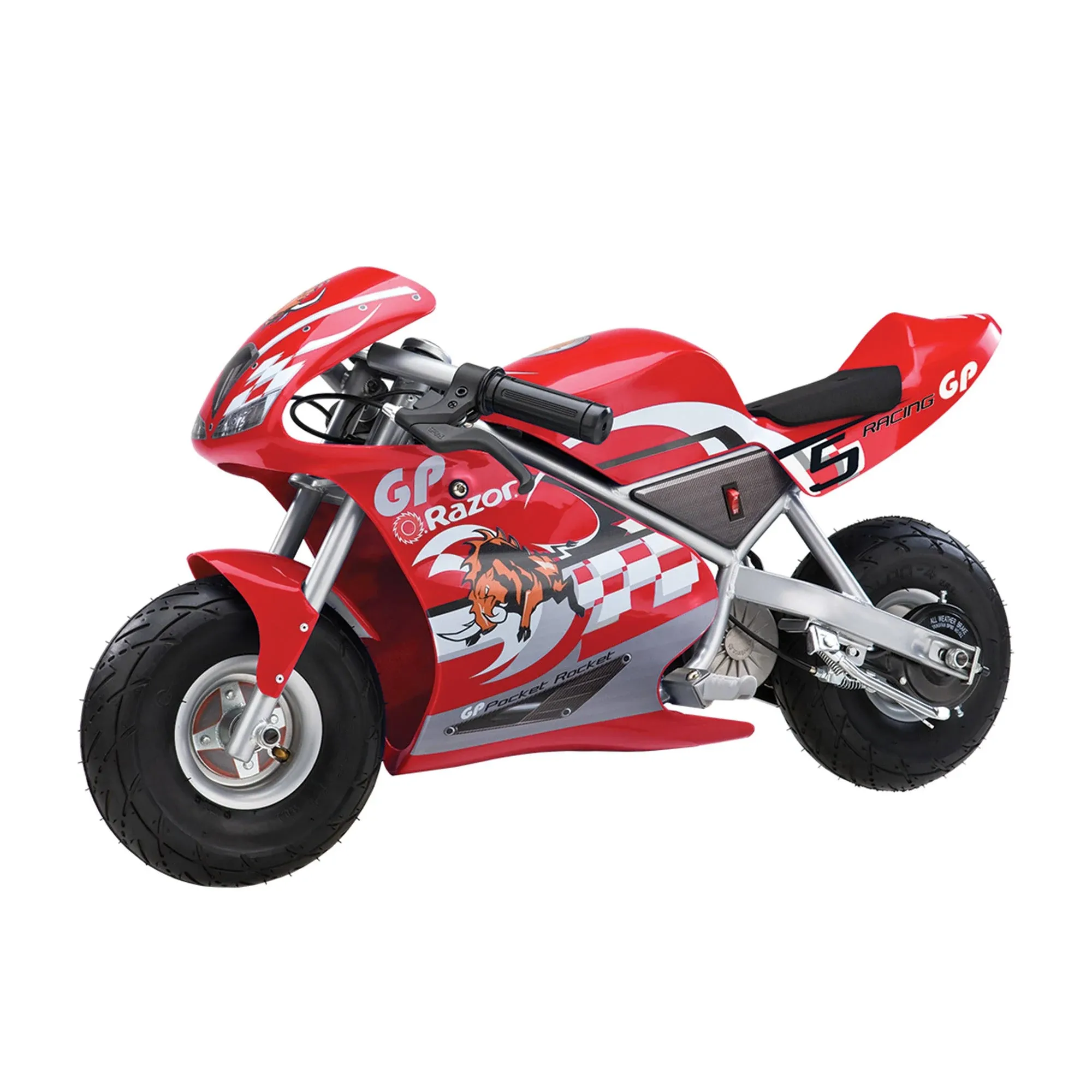  VM Express Razor 24 Volt Mini Electric Single Speed Racing Motorcycle Pocket Rocket, Red