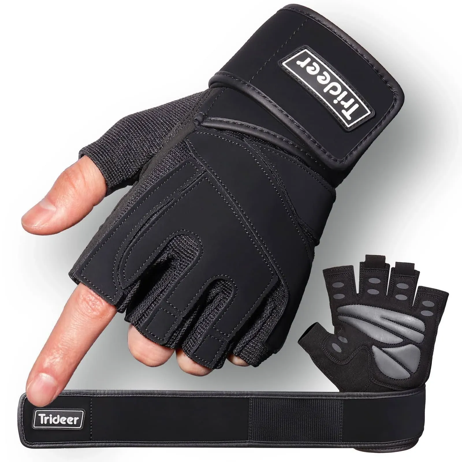 Padded Workout Gloves for Men - Gym Weight Lifting Gloves with Wrist Wrap Suppor