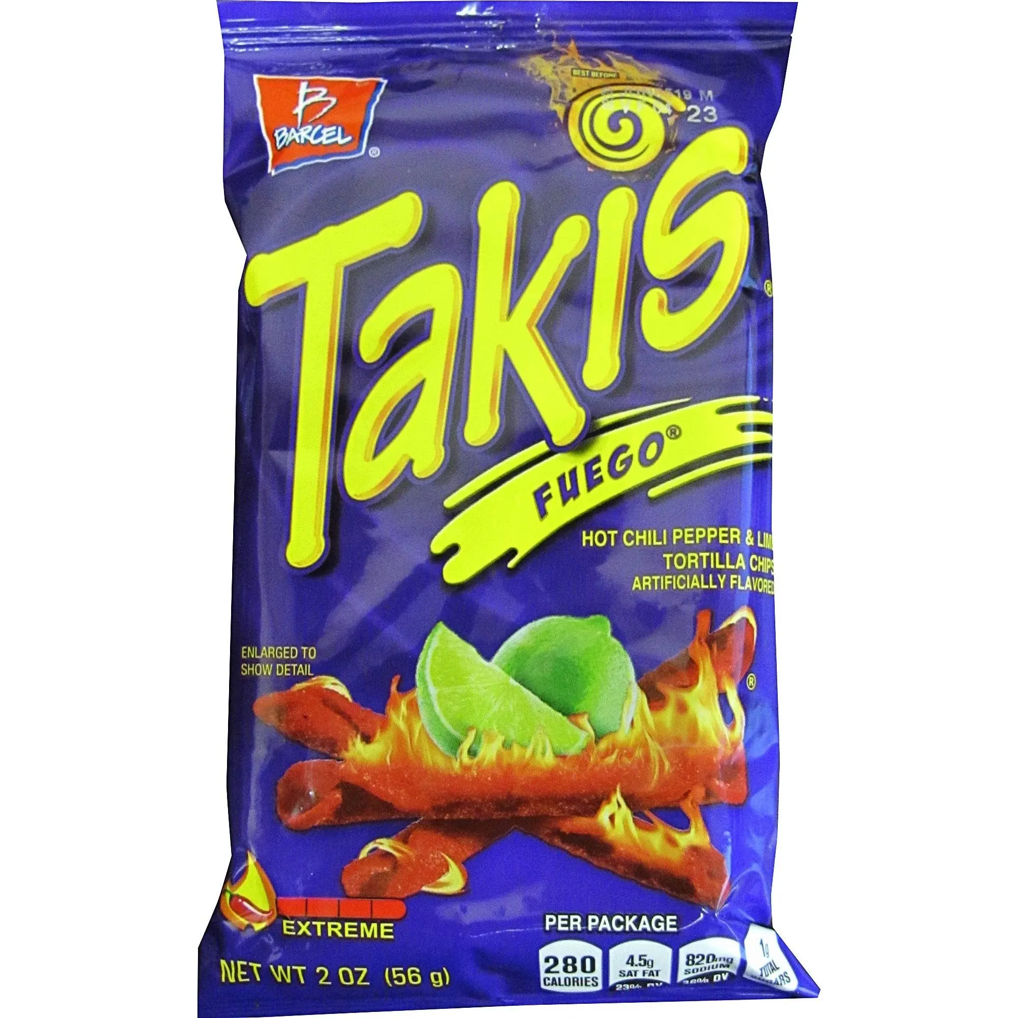 Takis Fuego Tortilla Chips, Hot Chili Pepper Lime