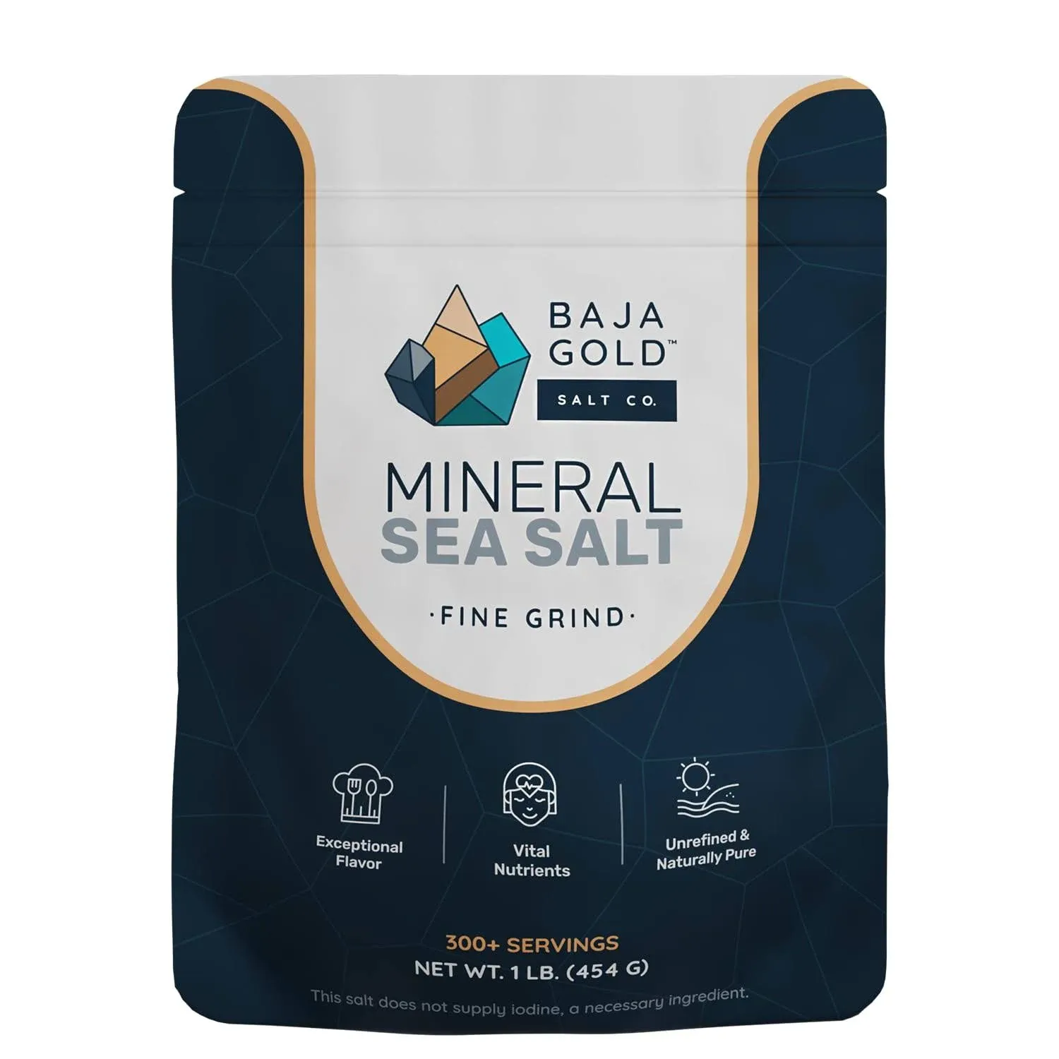 Baja Gold Mineral Sea Salt, Fine Grind, 1 lb. Bag