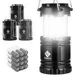 Etekcity Camping Lantern Gear Accessories Supplies, Battery Powered LED Tent for Power Outages, Emergency Light for Hurricane Supplies Survival Kits, Operated Lamp, 2 Pack,Black