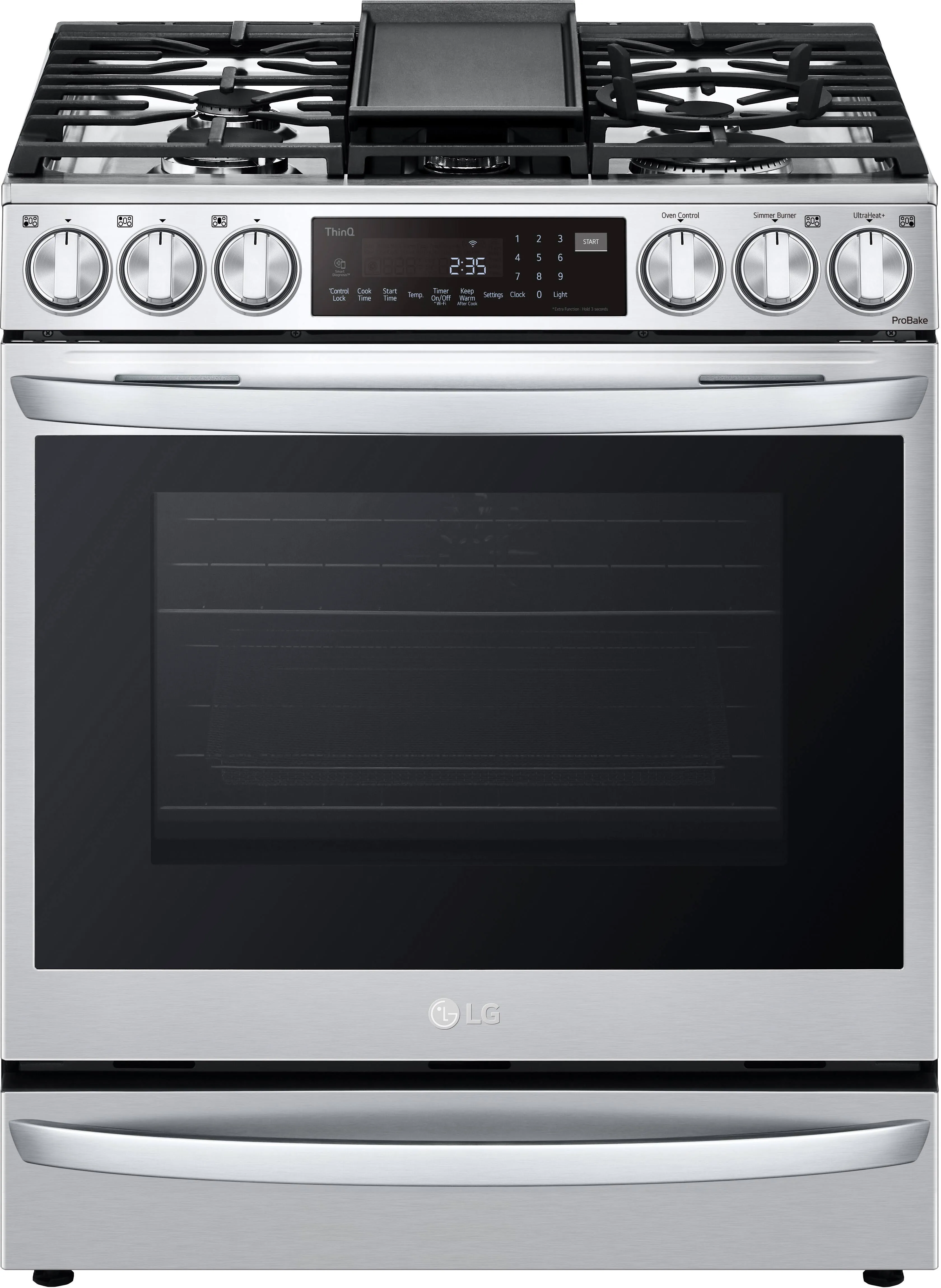 LG InstaView LSGL6337F 6.3 Cu. ft. ProBake Convection Slide-In Gas Range with Air Fry - Stainless Steel