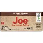 Joe Knows Coffee Single Serve Coffee, Tall Dark and Handsome, 50 Count BPI Certified Compostable Pods