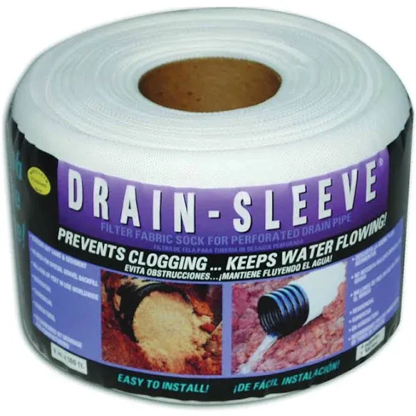 Carriff 04100-10 Drain Sleeve Filter Fabric Sock 4" x 100'