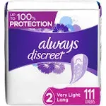 Always Discreet Incontinence Liners 2 Drop Light Absorbancy, Long | Incontinence Pads - 44 ct | CVS