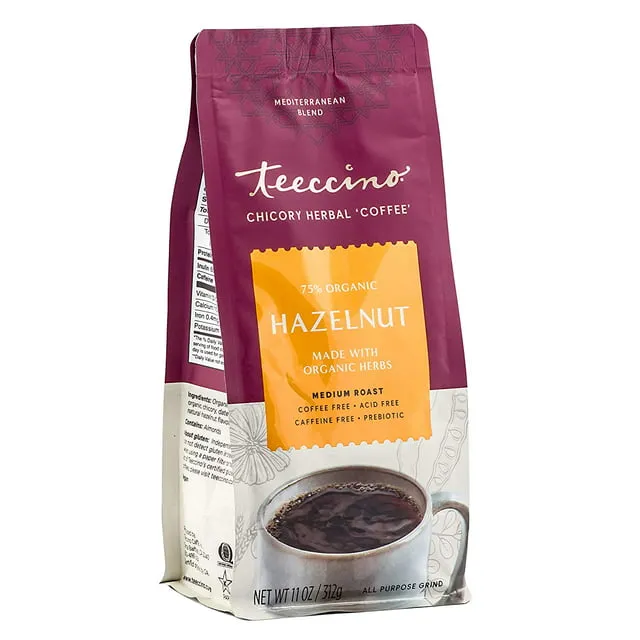 Teeccino café con hierbas de achicoria, avellana, tostado medio, sin cafeína, 312 G (11 oz)