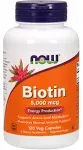 NOW Foods Supplements, Biotin 5,000 mcg, Amino Acid Metabolism*, Energy Production*, 60 Veg Capsules