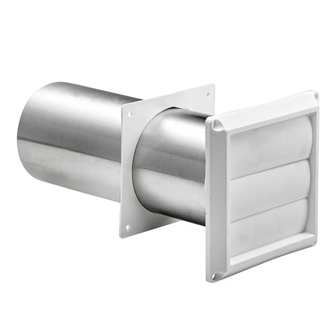 Lambro 267WS White Plastic Louvered Vent with Tail Pipe, 4-Inch