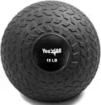 Yes4all Upgraded Fitness Slam Medicine Ball 15lbs for Exercise, Strength, Power Workout | Workout Ball | Weighted Ball | Exercise Ball | Black