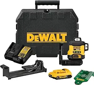 DEWALT 20V MAX Laser Level Kit, Cross Line Laser, 3x360, Green (DCLE34031D1)